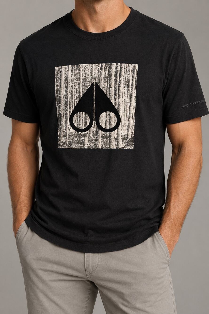 Moose Knuckles Igneous Tee Black Men’s M NWOT Forest Graphic Logo T-Shirt